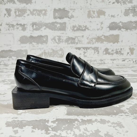 NEW Charles David Delusion Platform In Black Leather Old Money Loafers M851 - Picture 5 of 12